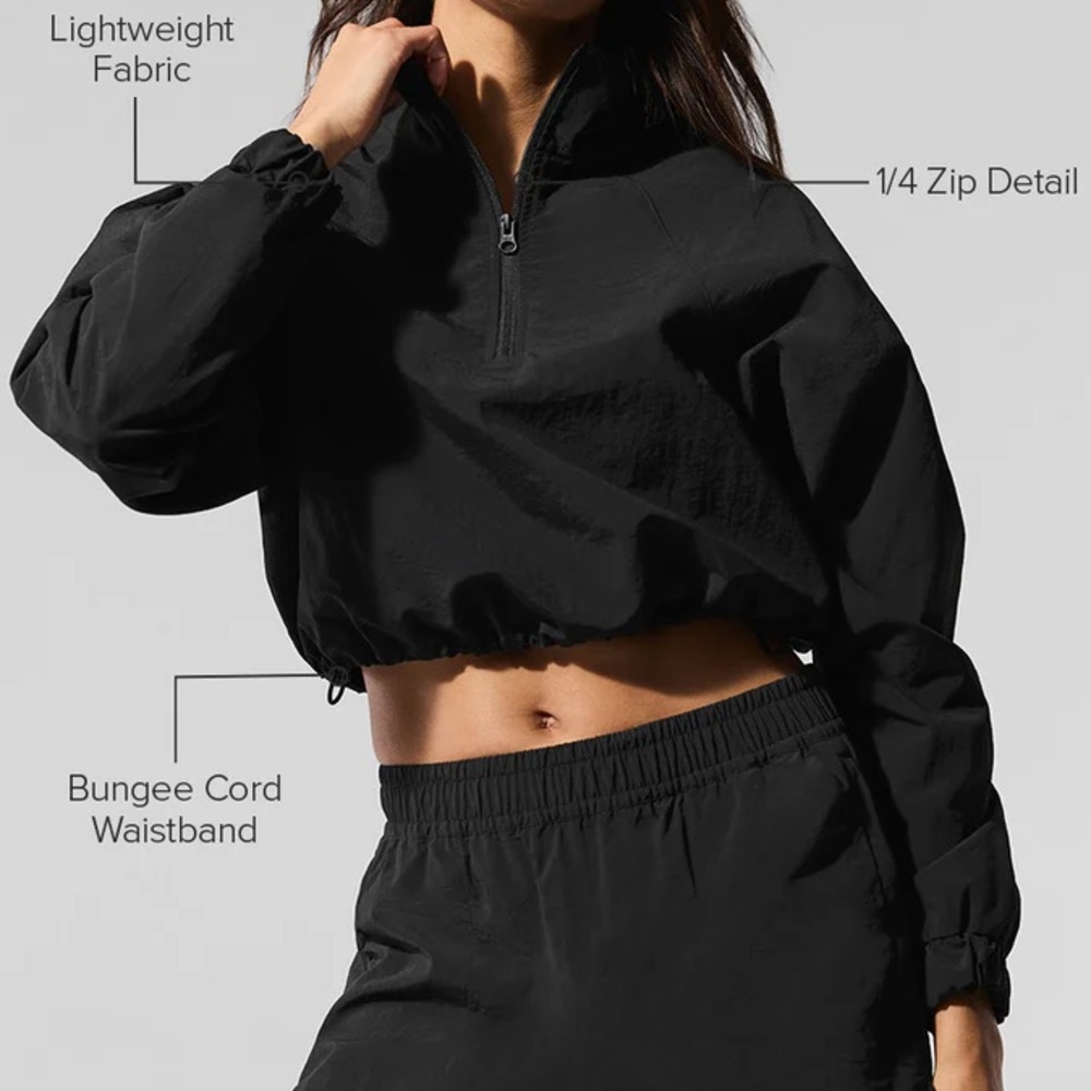 *SOLD*ALO Yoga 1/4 Zip Alumni Pullover in Black - Picture 5 of 14